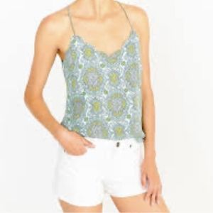 J. Crew Camisole Top Paisley Medallion Scalloped Neckline Spaghetti Strap Small